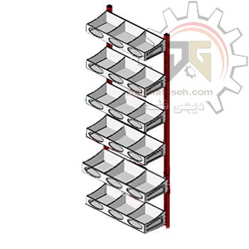 ست قفسه حبوباتی دیواری شیشه خور 6 طبقه با ارتفاع 250 سانتیمتر