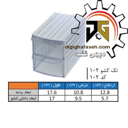 کشو ابزار کریستالی دو کشویی 128*108*176 میلیمتری (کد 102) بسته 18 عددی