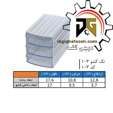 کشو ابزار کریستالی سه کشویی 128*108*176 میلیمتری (کد 103) بسته 18 عددی